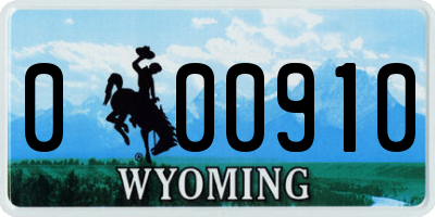 WY license plate 000910