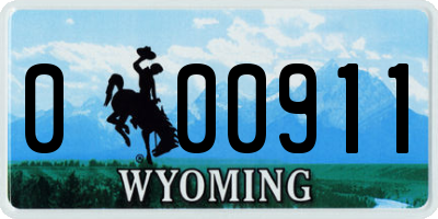 WY license plate 000911