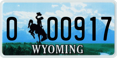 WY license plate 000917