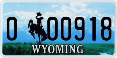 WY license plate 000918