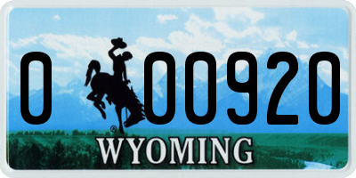 WY license plate 000920