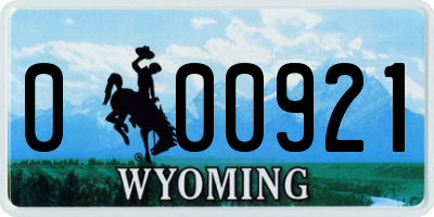 WY license plate 000921