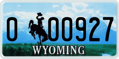 WY license plate 000927