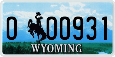 WY license plate 000931