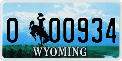 WY license plate 000934