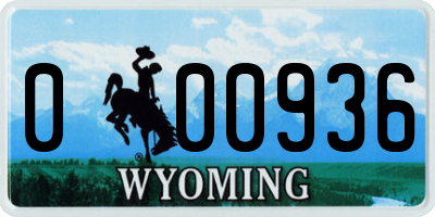 WY license plate 000936