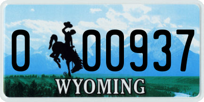 WY license plate 000937