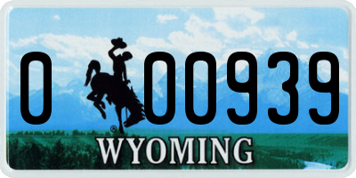 WY license plate 000939