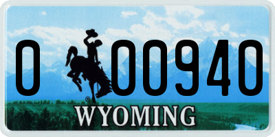 WY license plate 000940