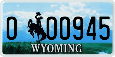 WY license plate 000945