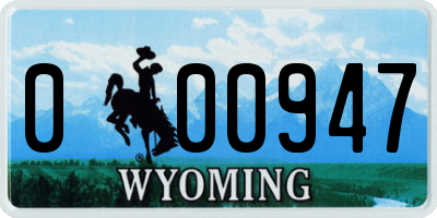 WY license plate 000947