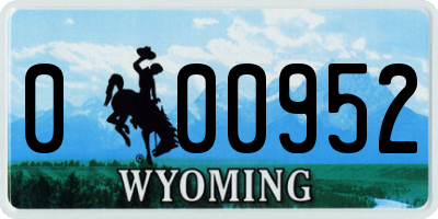 WY license plate 000952