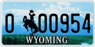 WY license plate 000954
