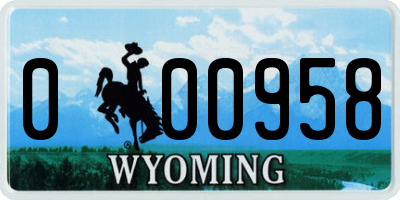 WY license plate 000958