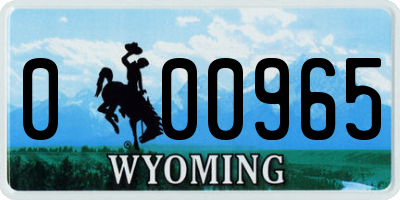 WY license plate 000965