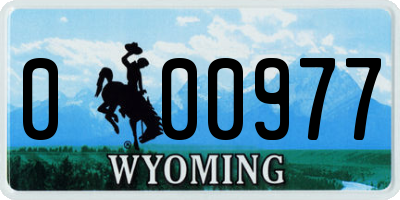 WY license plate 000977