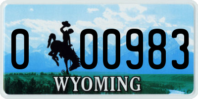 WY license plate 000983