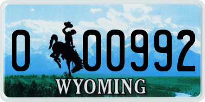 WY license plate 000992