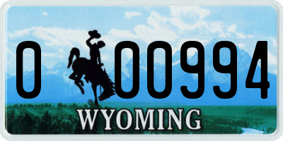 WY license plate 000994