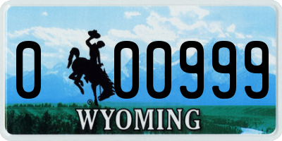 WY license plate 000999