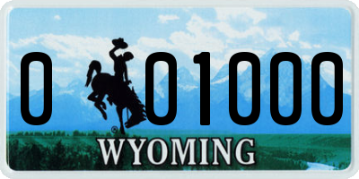 WY license plate 001000