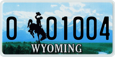 WY license plate 001004