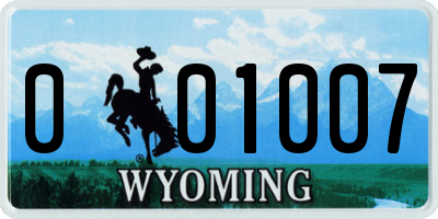 WY license plate 001007