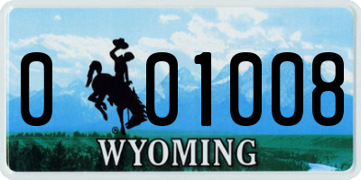 WY license plate 001008