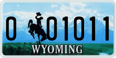 WY license plate 001011