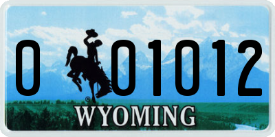 WY license plate 001012