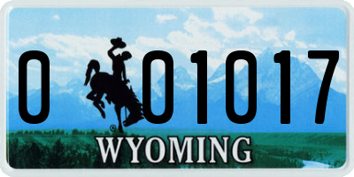 WY license plate 001017