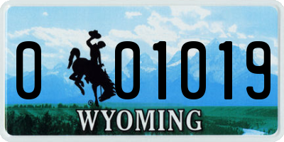 WY license plate 001019