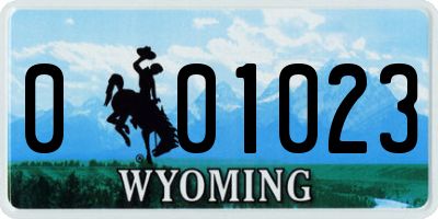 WY license plate 001023