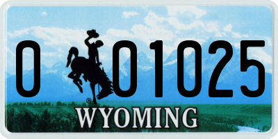 WY license plate 001025