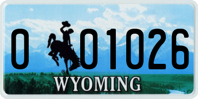 WY license plate 001026