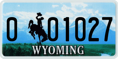 WY license plate 001027