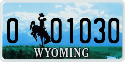 WY license plate 001030