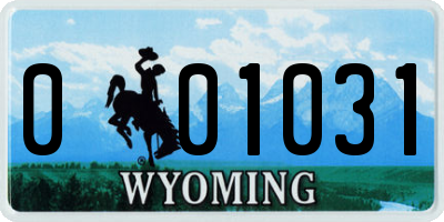 WY license plate 001031