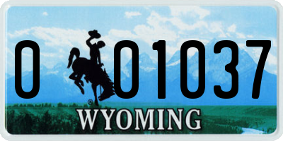 WY license plate 001037