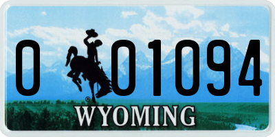 WY license plate 001094