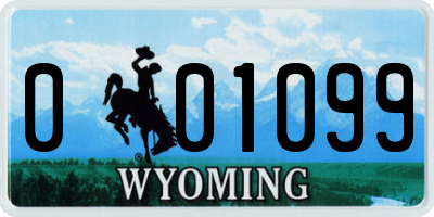 WY license plate 001099