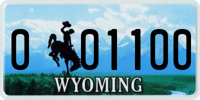 WY license plate 001100