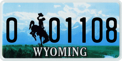 WY license plate 001108