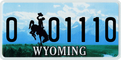 WY license plate 001110
