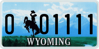 WY license plate 001111