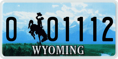 WY license plate 001112