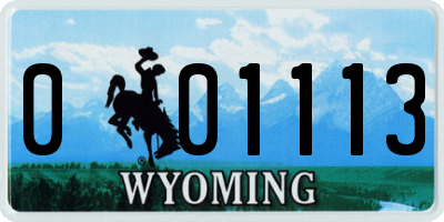 WY license plate 001113