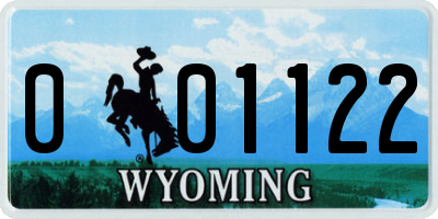 WY license plate 001122