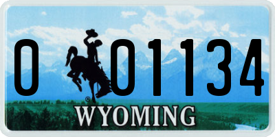 WY license plate 001134