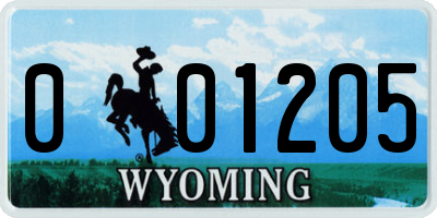 WY license plate 001205